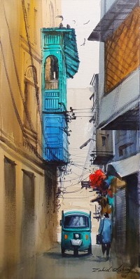 Zahid Ashraf, 12 x 24 inch, Acrylic on Canvas, Cityscape Painting, AC-ZHA-132